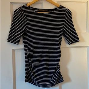 Blue and white stripe knit sweater